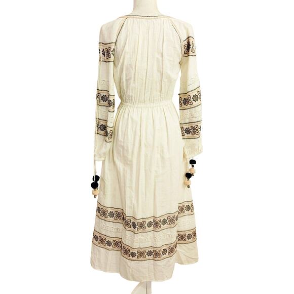 Loveshackfancy Isla Embroidered Boho Pop Pom Midi Dress $395 Size XS - Picture 6 of 12